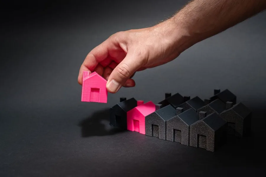 A buyer reviewing property particulars on a clipboard beside a for-sale board before purchasing through a limited company A buyer reviewing property particulars on a clipboard beside a for-sale board before purchasing through a limited company