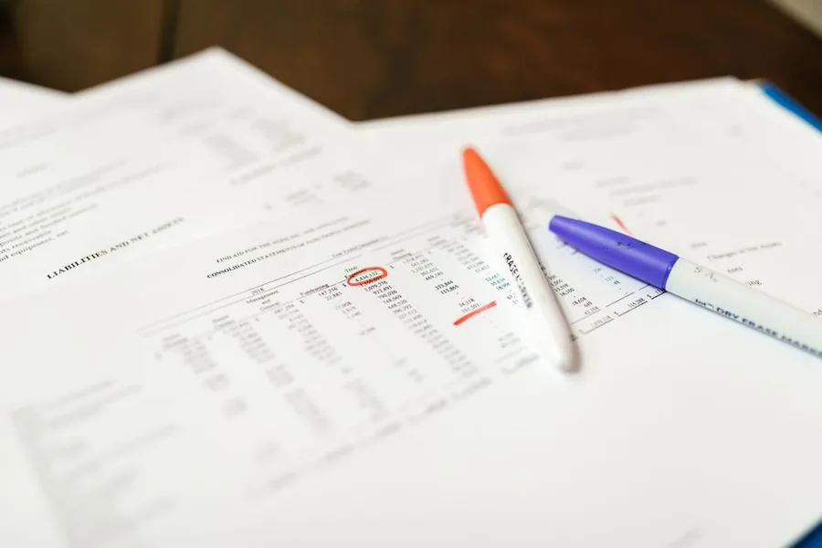 Close-up of a company's profit and loss statement with a circled total, ready for Companies House filing Close-up of a company's profit and loss statement with a circled total, ready for Companies House filing