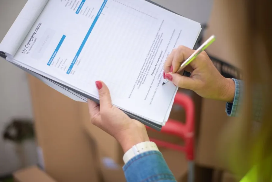 A company director completing a Companies House filing form to submit their annual confirmation statement A company director completing a Companies House filing form to submit their annual confirmation statement