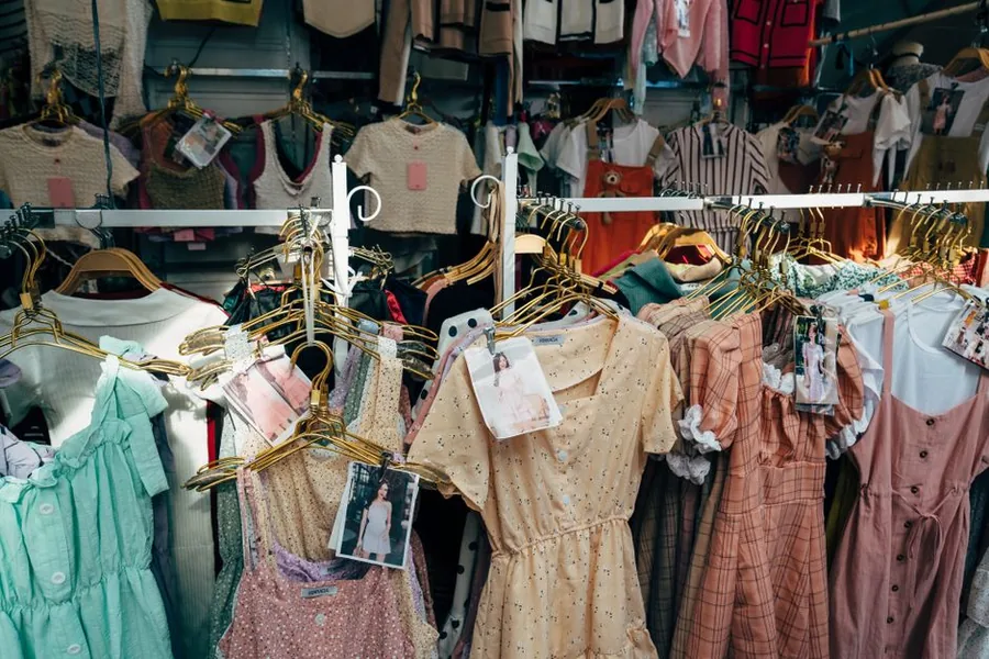 A clothing rail stocked by a TikTok Shop fashion seller, the kind of inventory that needs careful bookkeeping A clothing rail stocked by a TikTok Shop fashion seller, the kind of inventory that needs careful bookkeeping