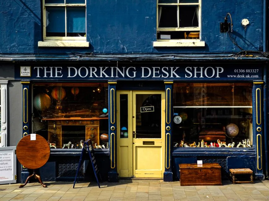 A UK antiques and second-hand furniture shopfront, the kind of reseller that accounts for VAT under the margin scheme A UK antiques and second-hand furniture shopfront, the kind of reseller that accounts for VAT under the margin scheme