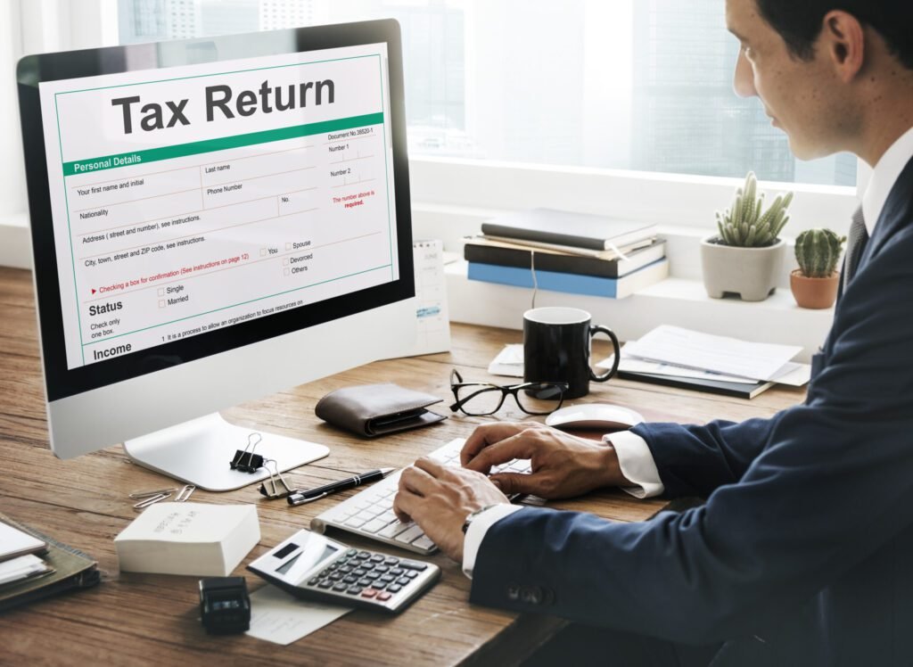 A computer screen showing tax return details, key for accounting compliance.