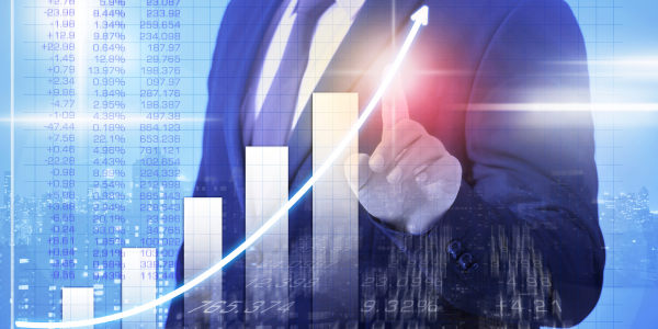 Digital financial growth chart for business accounting success