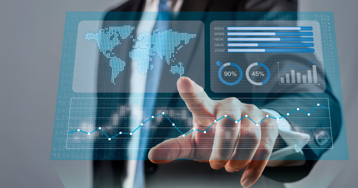 Business owner reviewing financial KPI dashboard.
